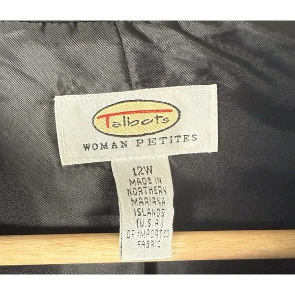 Vintage Talbots Jacket Blazer Black Button Up Pockets Lined Womens Sz 12 Petite - Picture 4 of 8
